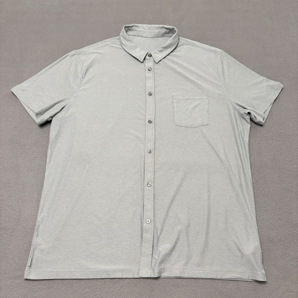 Vuori Bridge Shirt Mens XL Gray Short Sleeve Button Up Stretch Performance